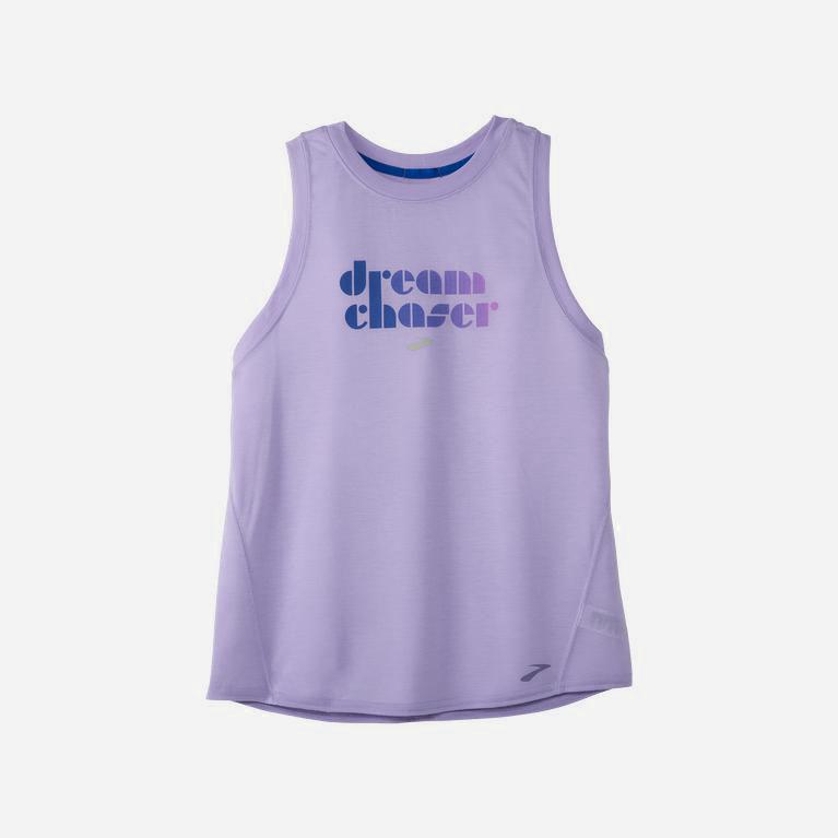 Brooks Empower Her Distance Graphic Women's Running Tank Top UK Online - Violet Pulse/Lavender Purpl